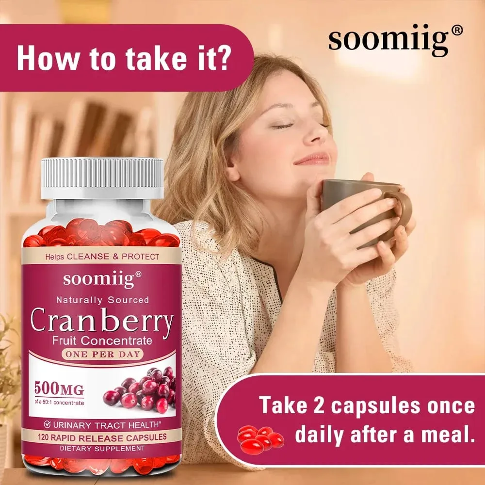 Organic Cranberry Capsules - Rich in Vitamin C Support Urinary Tract and Bladder Health Promote Cleansing Detoxification — image 6