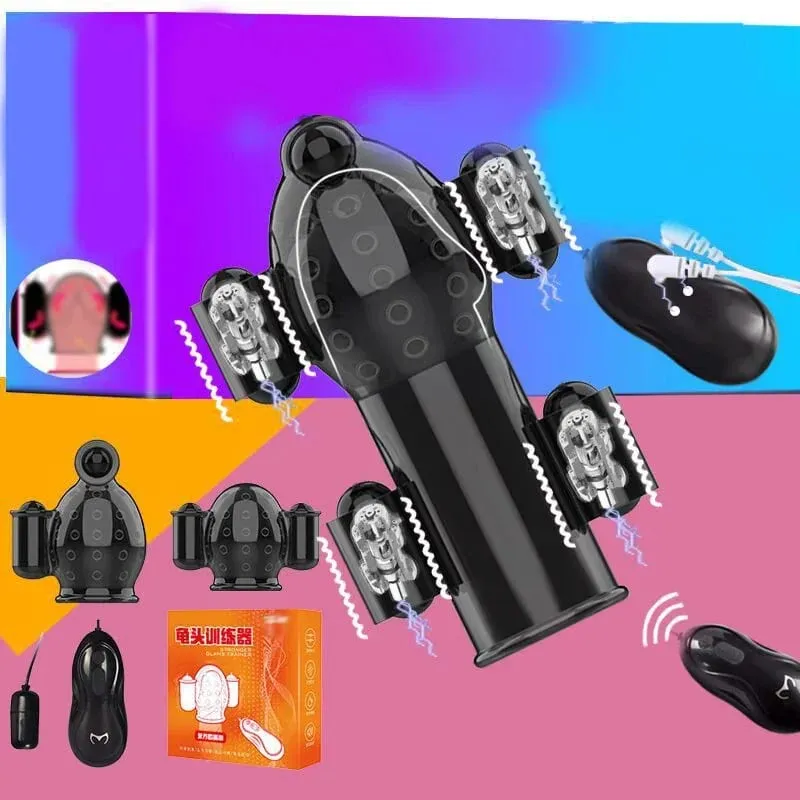 Vibrating Penis Extender Vibrator Glans Stimulator Exercise Delay Sleeve Male Masturbator Bullet Vibrator Adult Sex Toys for Men — image 5