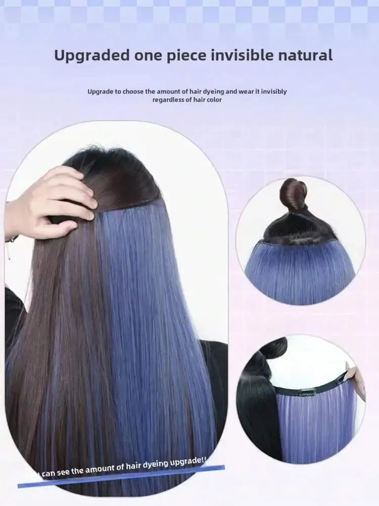 1pc Approx. 20 Inch Long Straight Synthetic Clip-In Hair Extensions Color-Dyed Natural Looking Braids Hair Piece For Women