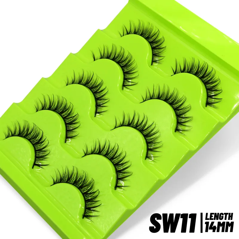 Cat eye Lashes 5/6 pairs Clear Band Lashes Natural Look 6D Wispy Eyelashes False Lashes Eyelashs Extension