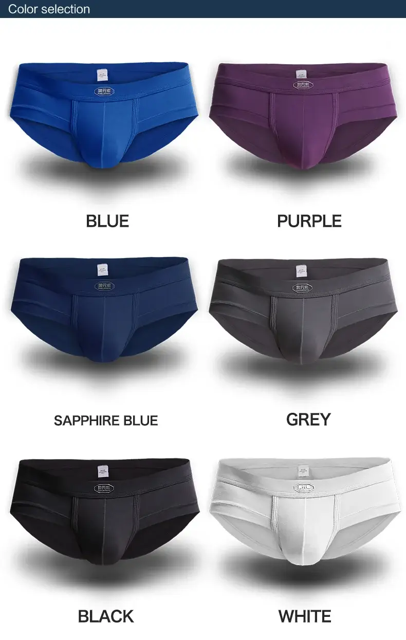 3PC Men's briefs U convex Modal briefs Men's sensible pouch sports wicking sweat breathable mid-waist shorts
