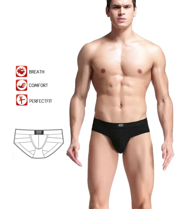 3PC Men's briefs U convex Modal briefs Men's sensible pouch sports wicking sweat breathable mid-waist shorts