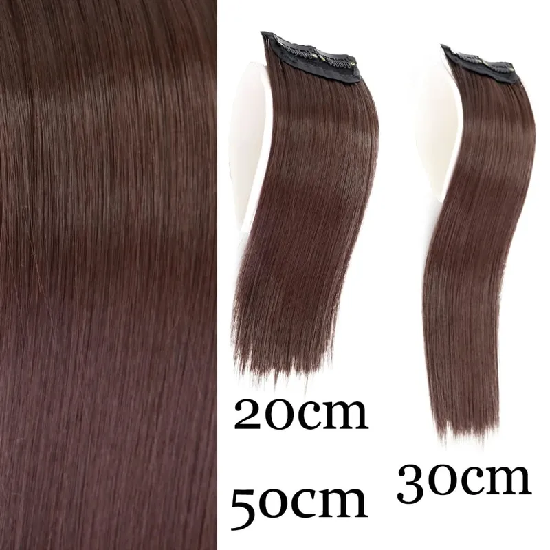 Synthetic Invisable Seamless Hair Pads Clip In One Piece 2Clips Increase hair volume Hair Extensions Top Side Cover Hairpiece — image 12