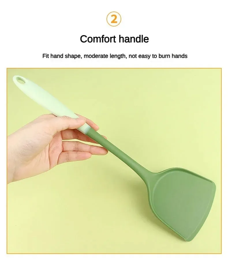 6-Piece Silicone Kitchen Utensil Set: Chinese Spatula Soup Ladle Slotted Turner Pasta Spoon Salad & Honey Scrapers for Non-S — image 9