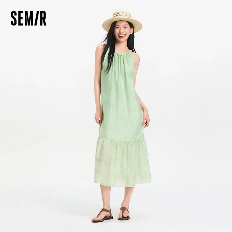 Semir Dámské šaty s mašlí Texturou ohlávka s výstřihem Vacation A Line Maxi 2026 Léto Romantické Svěží Elegantní Měkké Pohodlné Sváteční top — image 5
