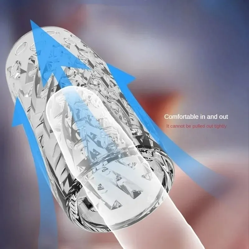 9cm Transparent Male Masturbator Artificial Pussy Vaginal for Men 18 Glans Sucking Penis Pump Spikes Exerciser Sex Toys Erotic