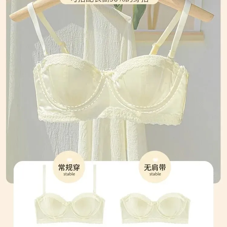 Seamless Satin Silky lingerie Thin little bra with push-up and anti-sagging pull-back bra — image 4