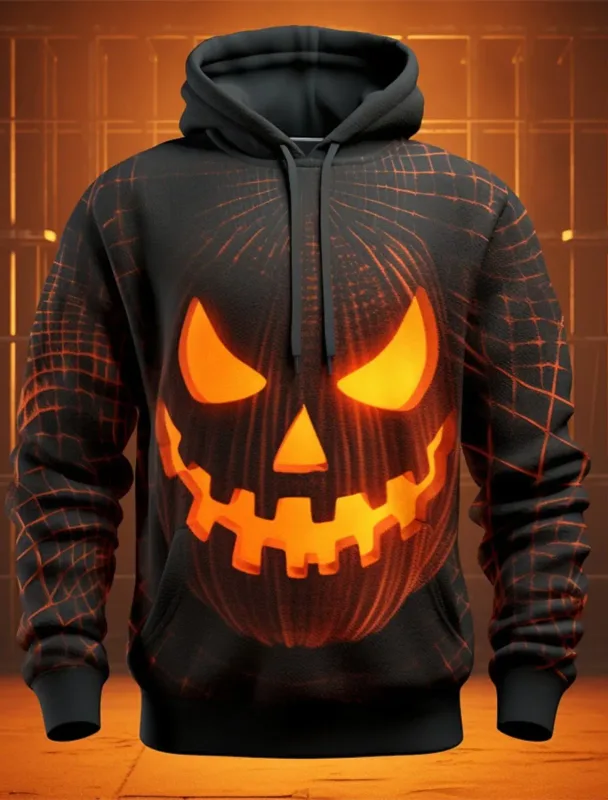 Halloween Men's Graphic Hoodie Pumpkin Prints Classic Casual 3D Pullover Holiday Fashion Hoodies Thin Style Long Sleeve Hooded — image 22