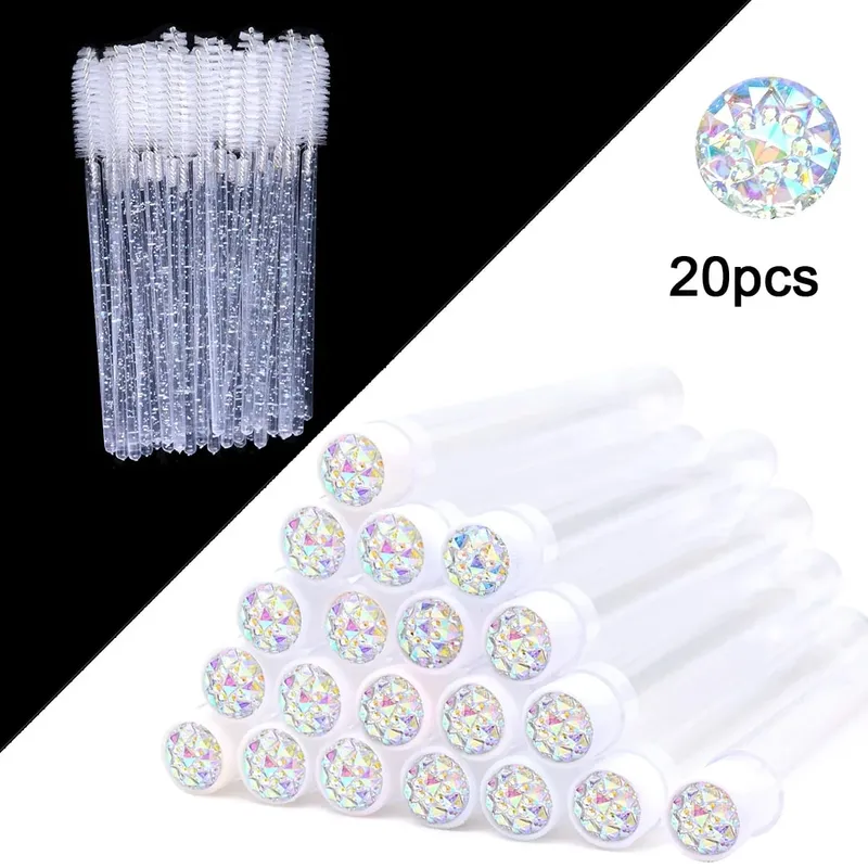 20Pcs Eyelash Brush Tubes With Crystal Lash Mascara Wands Eyebrow Comb Spoolies Container Lash Brush Applicators Makeup Tools — image 15