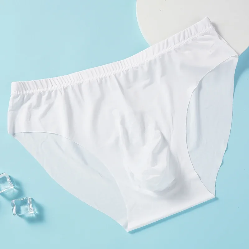 Slips d'été en soie glacée pour hommes, 4 pièces, transparents, sans couture, Sexy, séchage rapide, sous-vêtements respirants, culottes Ultra-fines — image 8
