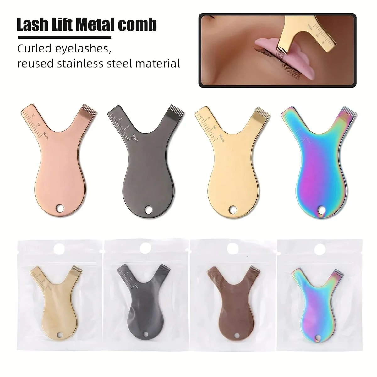 Lash Lift Brush Eyelashlift Perm Tool Reuseable Stainless Steel Eyelash Brush Clean Comb Y Shape Grafted Eyelashes Brushes — image 5