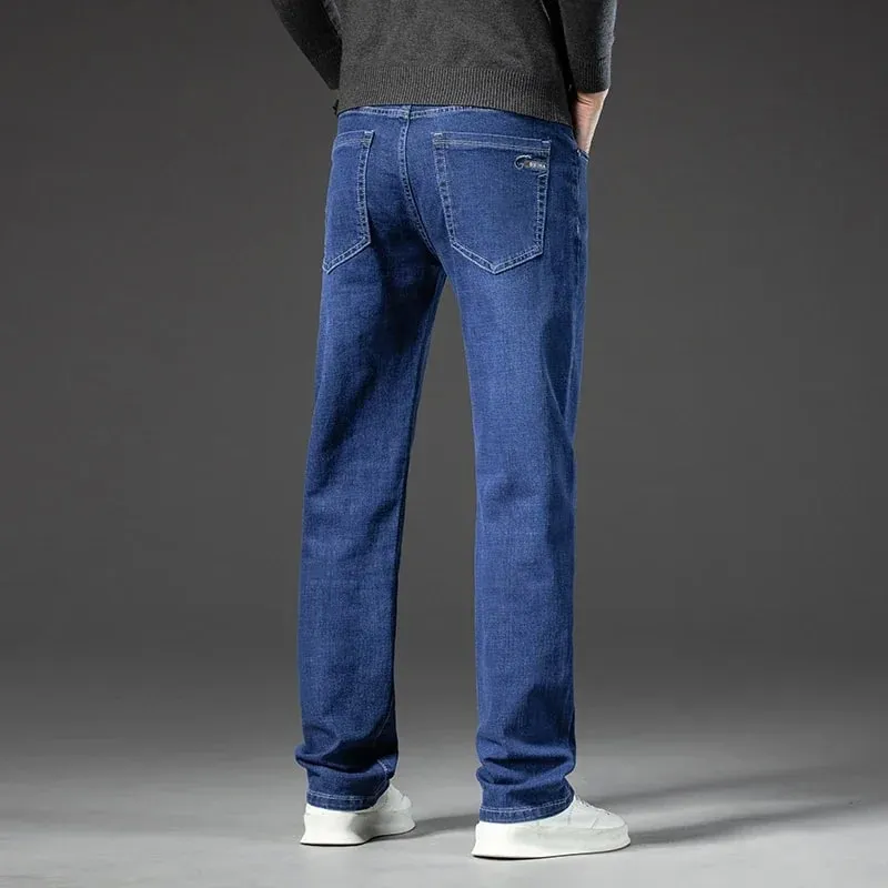 2025 vår höst, raka jeans, jeansbyxor för män, klassisk stil Business Stretch Casual byxor Stor storlek 40 42 44 46 — image 5