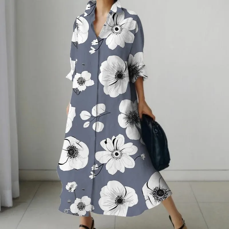 Casual Long Oversized Loose Long Sleeve Shirt Dresses Women's Elegant Repeatable V Neck Holiday Dresses 2023 Autumn — image 15