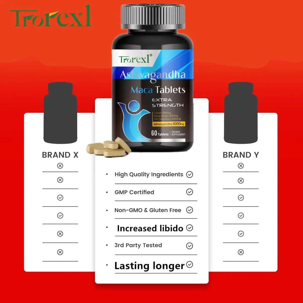 Ashwagandha Maca Tablets Male Enhancing Supplement Improved Energy & Endurance Promotes Size Support Highest Potency — image 6