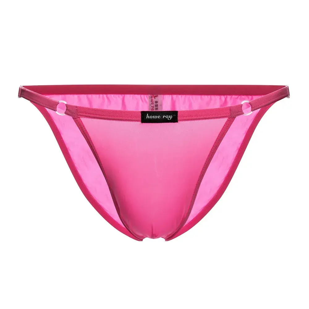 Adjustable Men's Sexy Brief Underwear Ice Silk Thin Transparent Comfort Quick Drying Mankini Gays U Convex Pouch High Fork Tanga — image 3