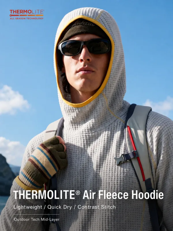 THERMOLITE® Men's Lightweight Air Fleece Hoodie Contrast Stitch Thermal Pullover Sweatshirt Quick Dry Outdoor Athletic Tech Top — image 19
