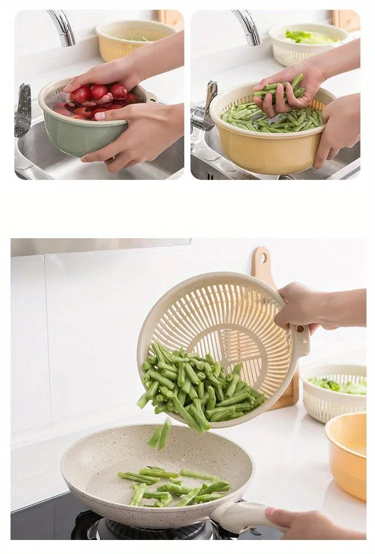 Kitchen Fruit Tray Removable Double Layer Fruit And Vegetable Basin Draining Basket Creative Household Rotating Washing Basket — image 6