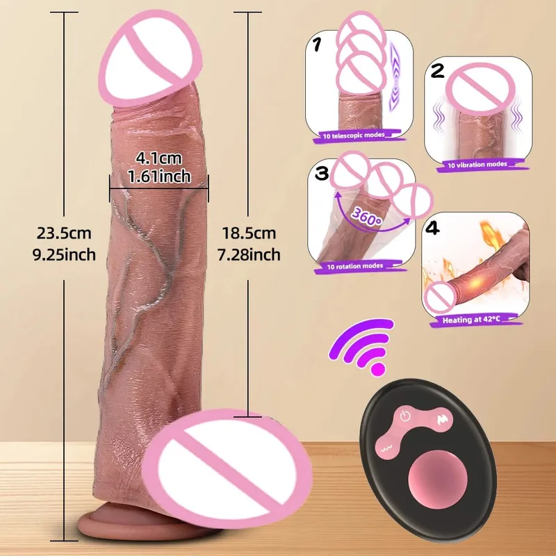 Telescopic Vibrator Dildo Heating Realistic Big Penis Female Vagina Massager Anal Plug Masturbator Sexy Adult Sex Toys For Women