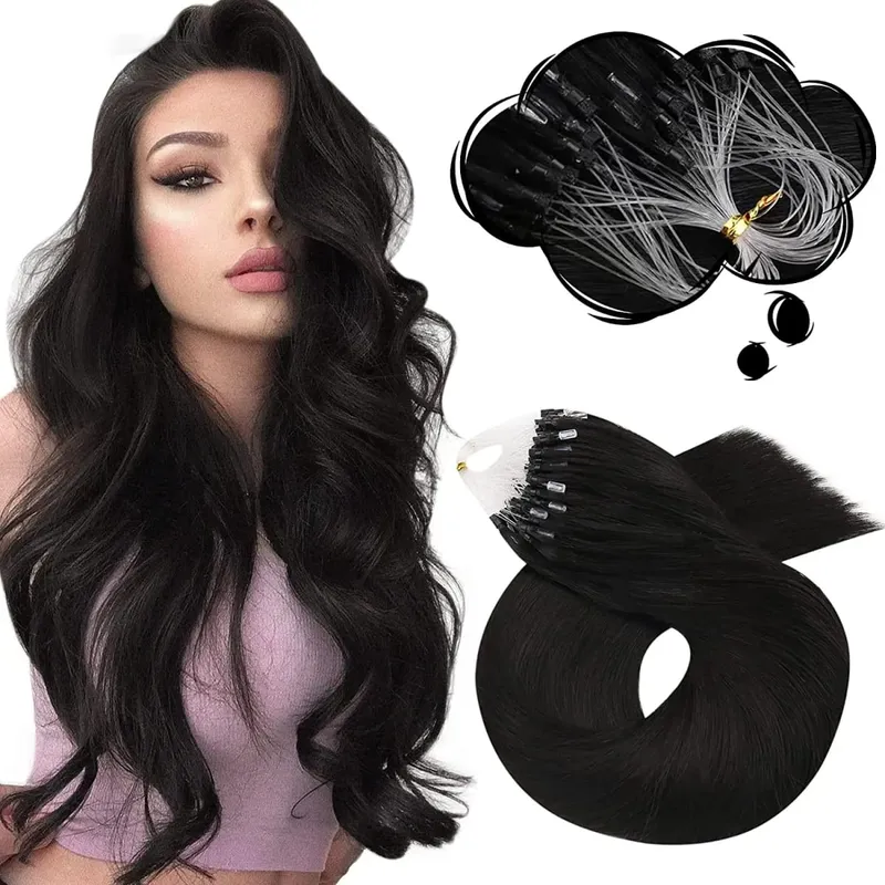 Moresoo Micro Link Hair Extensions Human Hair Micro Loop Hair Cold Fusion 50G Invisible Brazilian PreBonded Remy Micro Ring Hair