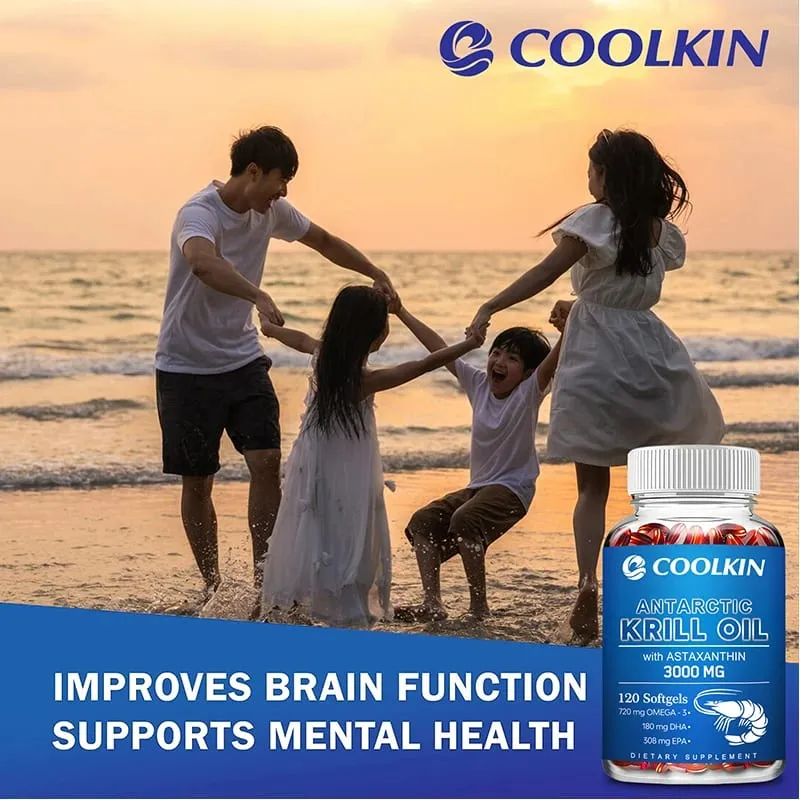 Antarctic Krill Oil 3000mg - Omega-3 EPA DHA Natural Astaxanthin Maximum Strength for Heart & Joint Health
