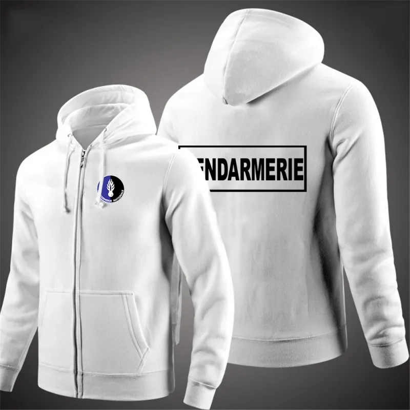2025 Spring Autumn French Gendarmerie Logo Printed Solid Color Simplicity Hoodies Men's Popular Cardigan Streetwear Jacket Coats — image 6