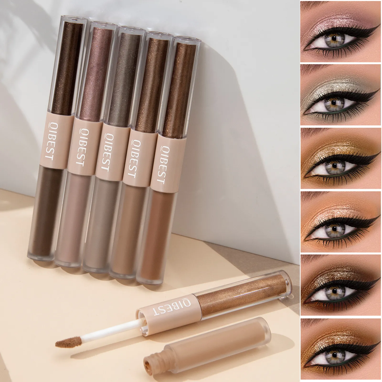 2 In 1 Stick Pearly Matte Eyeshadow Cream Smooth Nude Eye Makeup Liquid Contour Shadow Stick Waterproof Shimmer High Light Pen — image 2