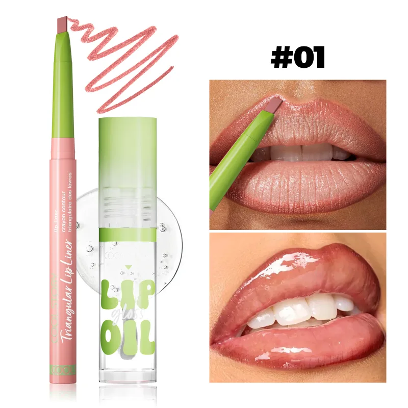 2 Buah Set Lip Liner Lip Gloss 2 In 1 Lipstik Kit Rias Kontur Bibir Halus Lipliner Matte untuk Wanita Kosmetik Kombo Minyak Menepuk-nepuk