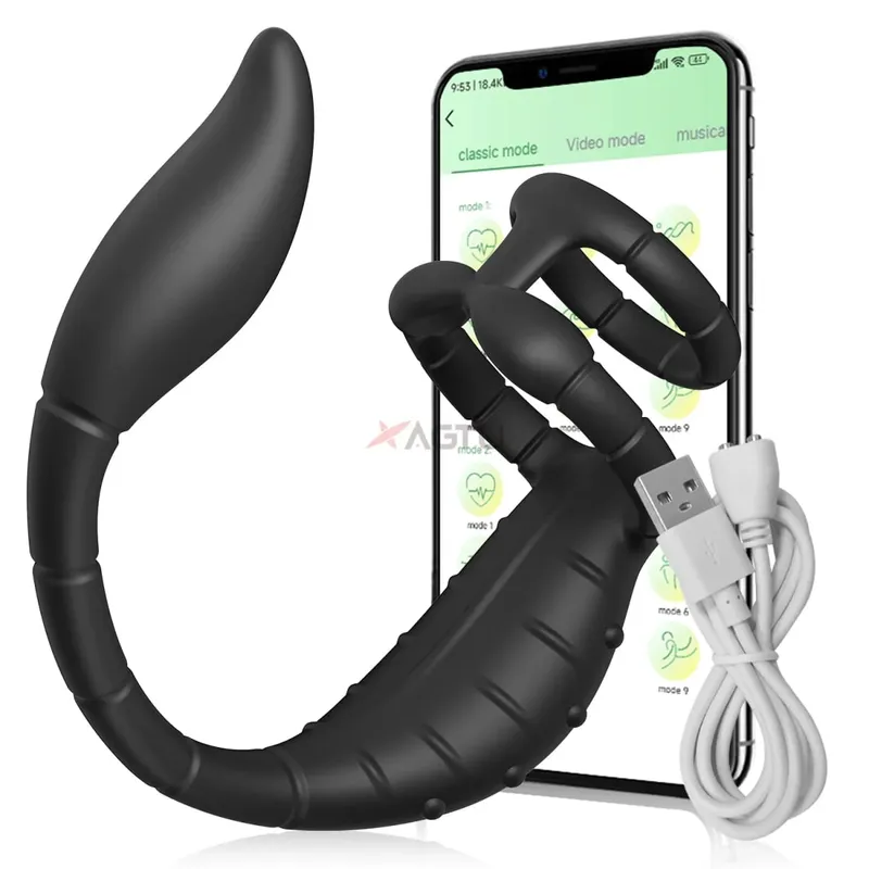 Penis Ring Cock Rings App Control Vibrator para sa Mga Lalaki Prostate Massager Dual Anal Vibrating Butt Plug Anal Sex Toy para sa mga Lalaki — image 8