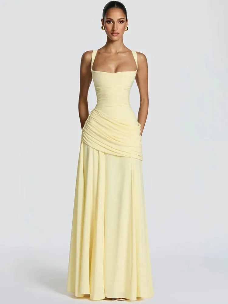 Mozision sexy maxi šaty bez ramínek bez ramínek Bodycon Ruched Club Party Dlouhé šaty Dámské — image 2