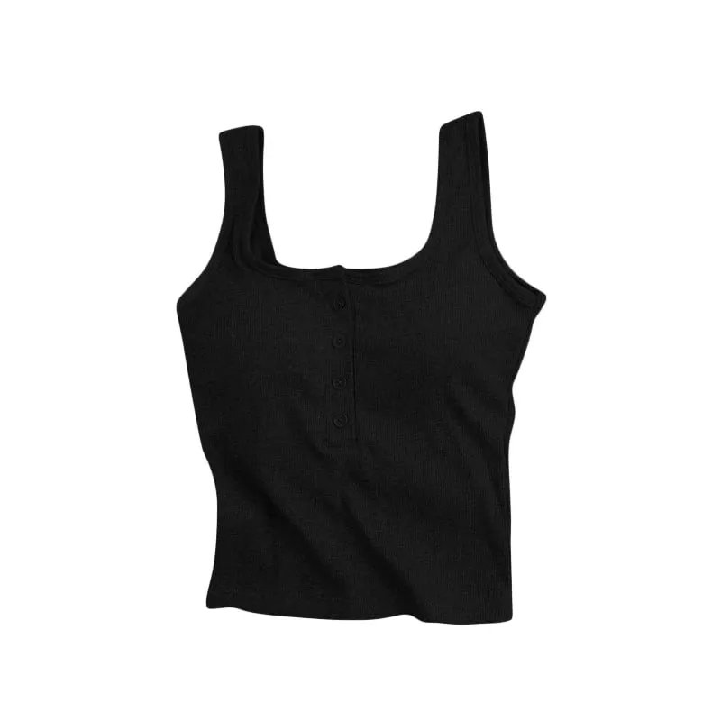 Women's Solid Color Spaghetti Straps Sleeveless Slim Camisole with Chest Pad Summer Wear Outside Female Short Tops Vests
