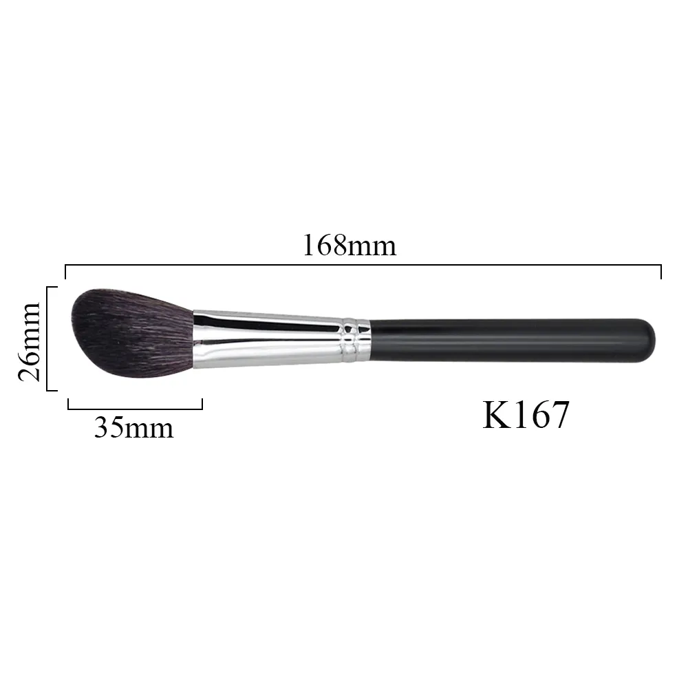 K167 Professional Handmade Makeup Brushes Soft Blue Squirrel Goat Hair Angled Contour Sculpting Brush Black Handle Make Up Brush — image 6