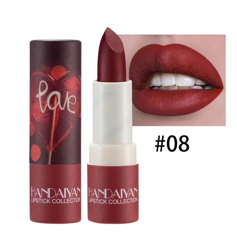 8 Colors Velvet Finish Lipstick Waterproof Long Lasting Moisturizing Non Stick Cup Nude Pink Red Lip Makeup Cosmetics — image 10