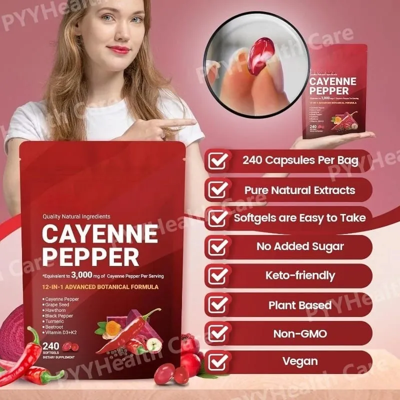 Tobolky z kajenského pepře s kurkumou z hroznových semínek, červené řepy, vitamíny D3 K2 E, bylinný doplněk — image 4