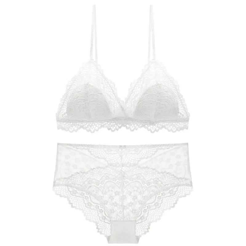 Sexy Hollow Out Lace Triangle Thin Lined Bra without Stones Panty Set Underwear Women Lingerie Bralette — image 4