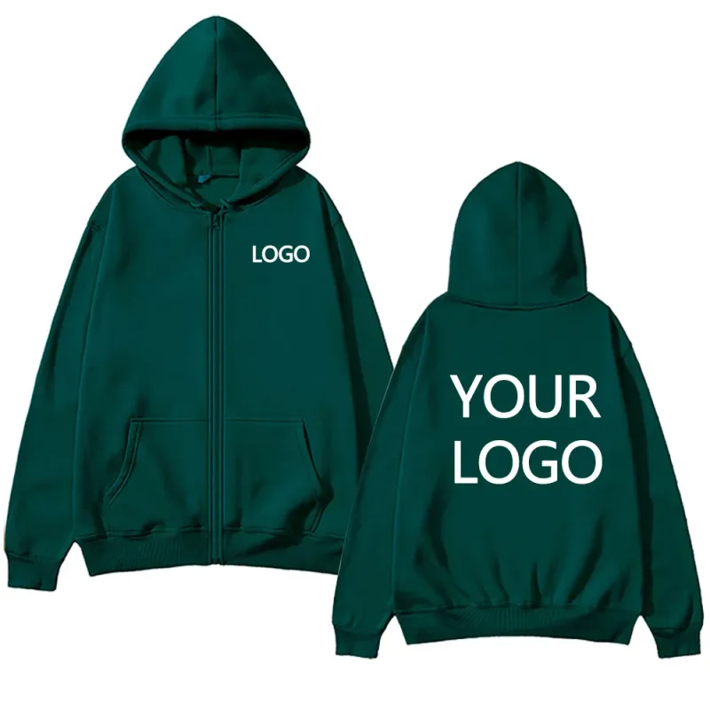 DIY Personalised customised logo men's street hoodie zip front sports sweatshirt women's casual knitted hoodie couple's gift — image 13
