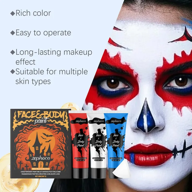 Halloween Face and Body Paint Kit High-Pigment Makeup for Costume Party Creative Body Art — image 6