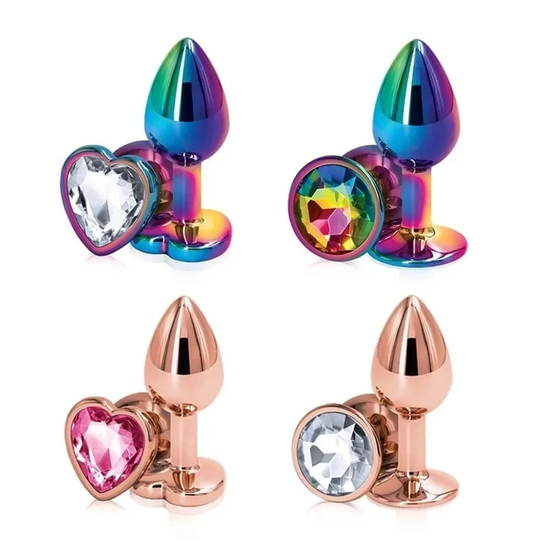 Small Size Metal Anal Beads Butt Plug Mini Rainbow Rose gold Butt Plug Crystal Jewelry Trainer Anal Dildo Masturbation Sex Toy — image 2