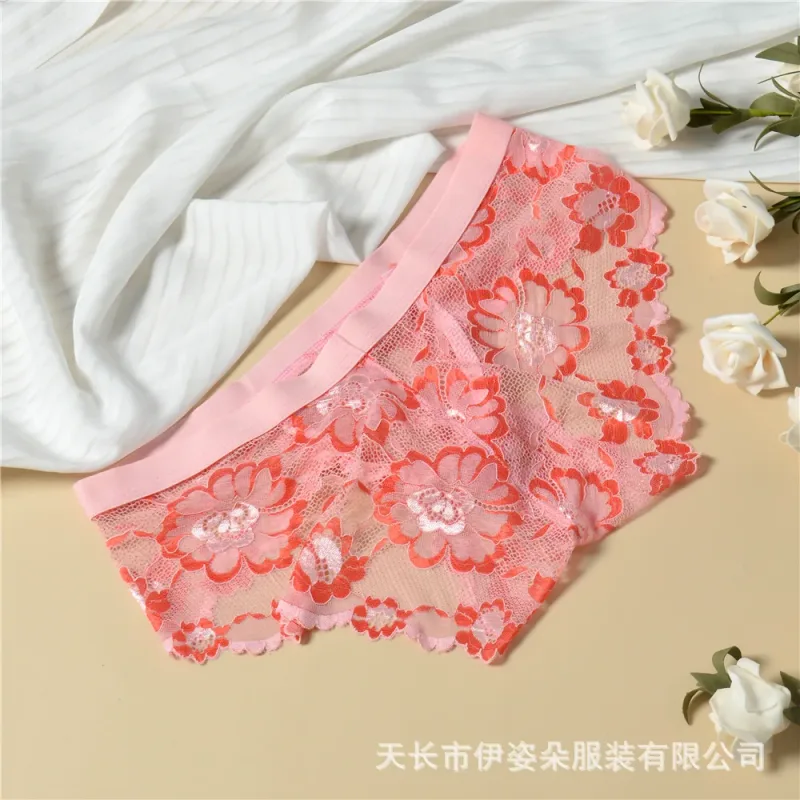 Renda sexy roupa interior suave dos homens bolsa calcinha perspectiva fina floral homem briefs tentação malha baixa ascensão respirável cuecas — image 3