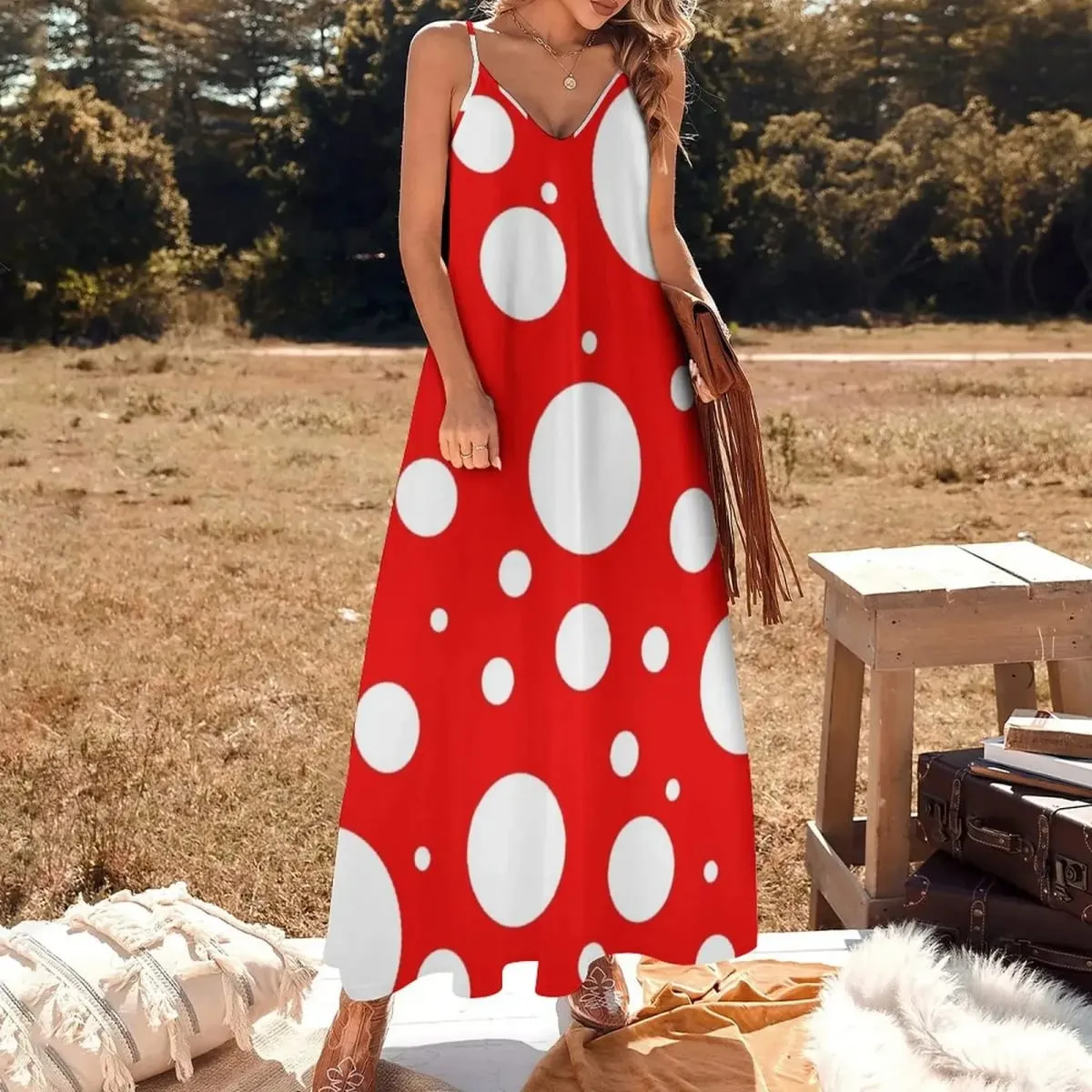 kusama yayoi inspired pattern Sleeveless Dress elegant and pretty women's dresses Women's summer skirt Dress — image 2