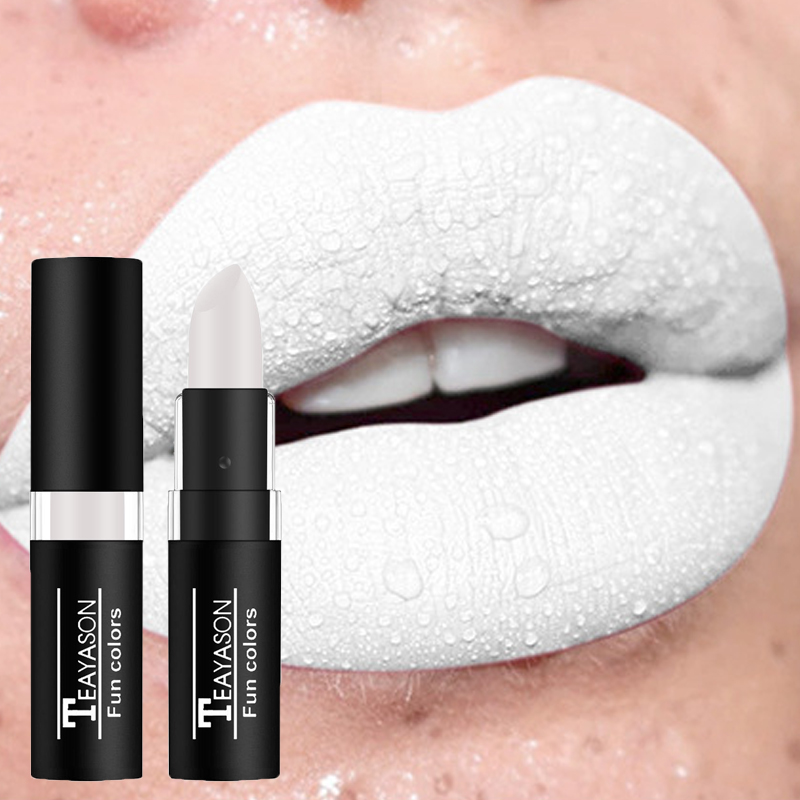 Punk Dark Wine Red Lipsticks Waterproof Easy To Color Makeup Sexy Red Lipstick Matte White Black Lip Gloss Facial Body Painting — image 2