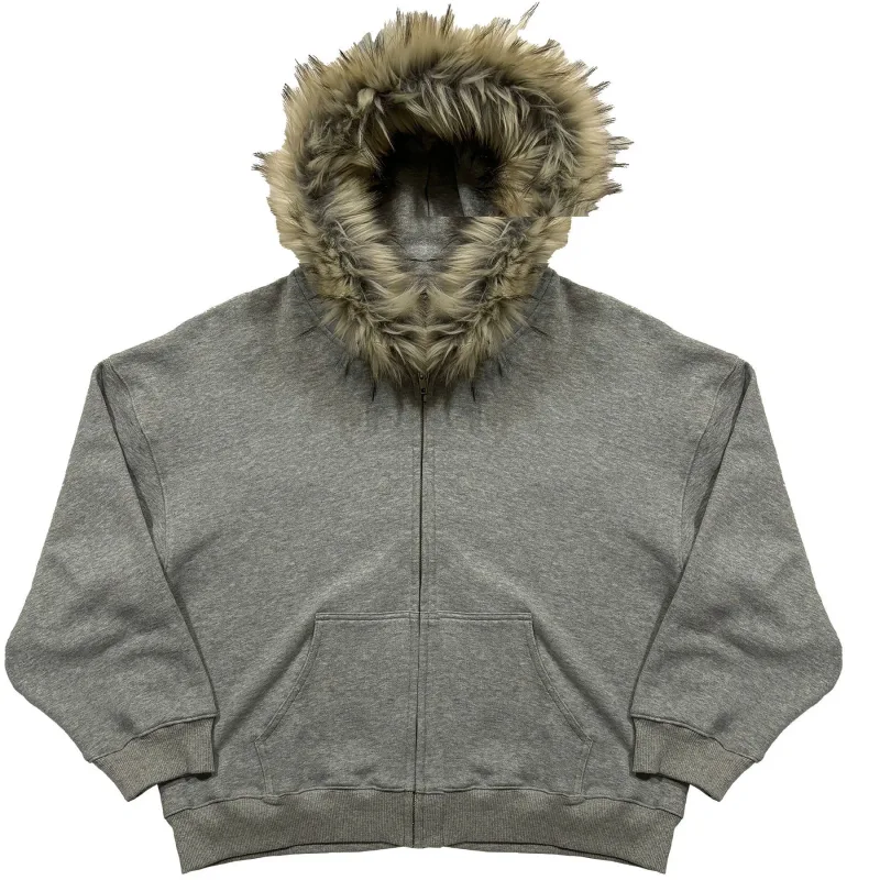Fluffy Hat Hoodie Solid Color Casual Long Sleeve Hoodie Retro Coat Street Trend Y2K