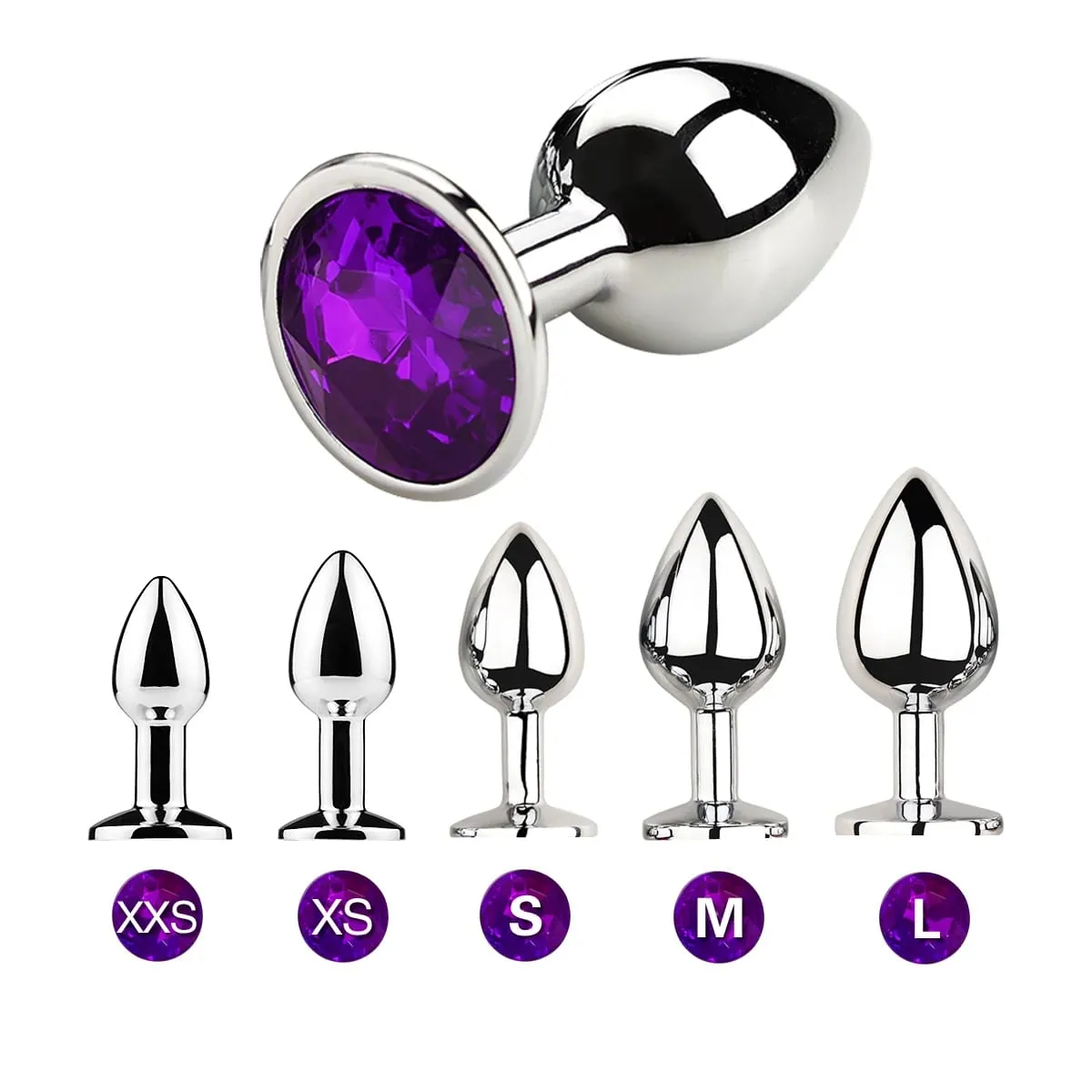 Metal Anal Plug With Gem Base Beginner To Expert 5 Size Butt Plug G-Point Massage Dildos Female/Male Couples Adult Sex Toys — image 6