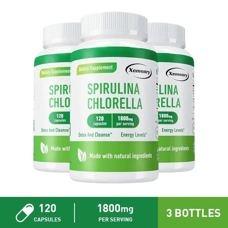 Spirulina Chlorella Kapsler - Understøtter hjerte-kar- og immunsystemets sundhed Kraftig antioxidant