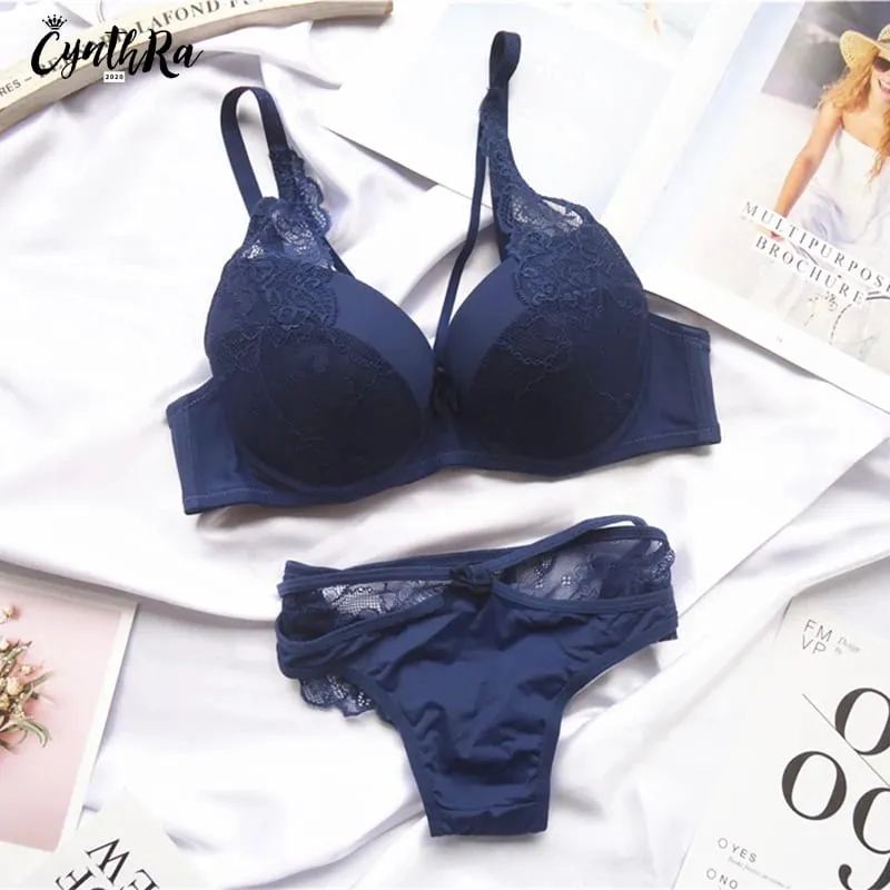 Lingerie Bra Underwear for Women Sexy Section Breathable Female Large Plus Size Lace Push Up Bralette Bra and Panty Set