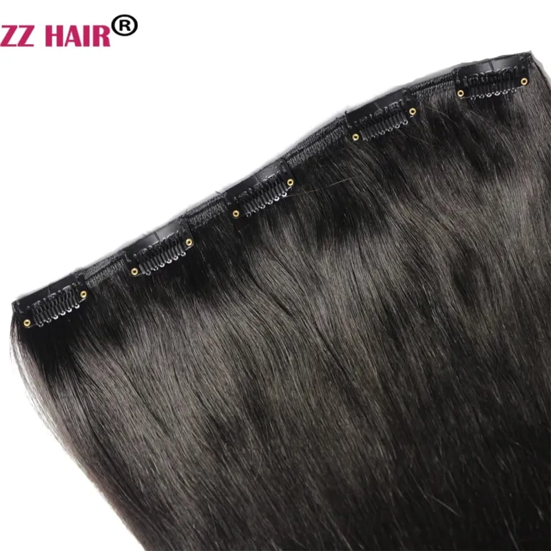 100% Brazilian Human Remy Hair Extensions 16"-26" 5 Clips 1pcs Set No-lace 100g-200g Clips In One Piece Natural Straight