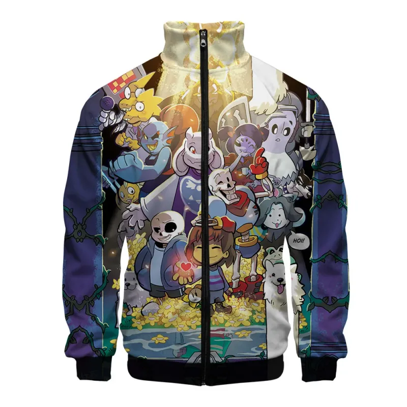Luxuriöse beliebte Sans Undertale 3D-Druck-Reißverschluss-Raglanjacke Windjacke Jungen/Mädchen Bequeme Stehkragenjacken Mäntel