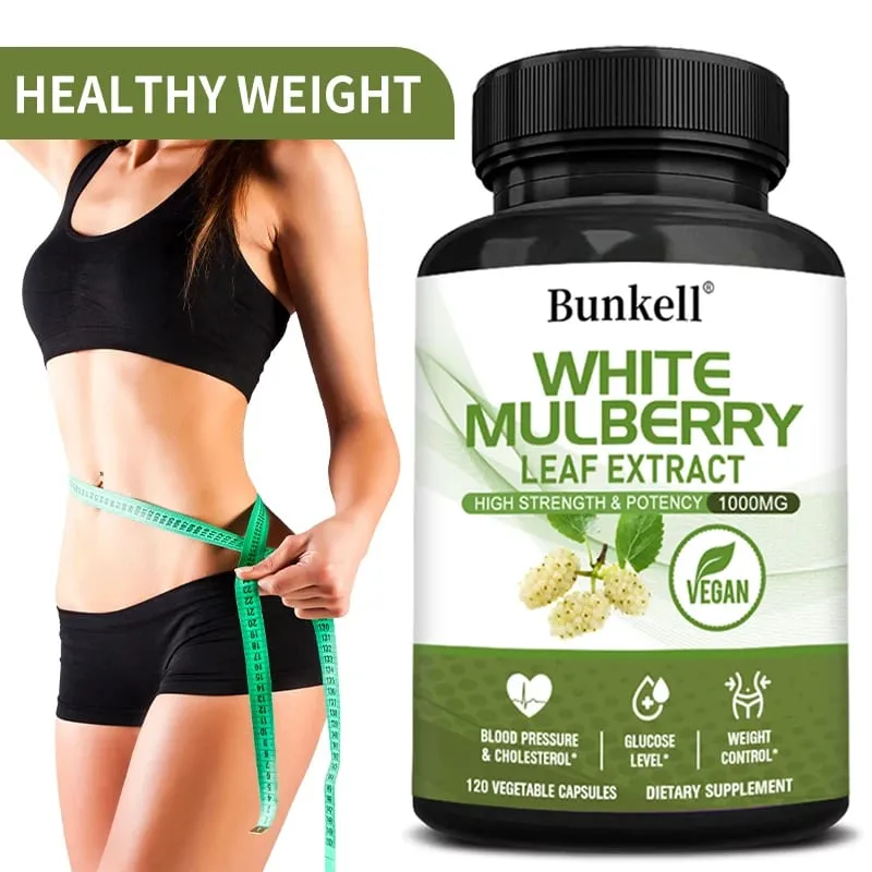 White Mulberry Leaf Extract 1000mg - 120 Capsules White Mulberry Leaf Non-GMO Gluten-Free Supplement High Strength & Potency — image 1