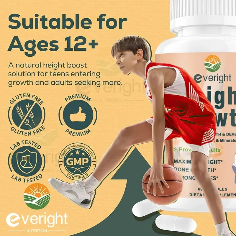 Suplemento para la fuerza ósea - para el crecimiento natural de la altura en adultos y niños - Alta absorción - Multivitaminas de calcio, magnesio y zinc — image 3