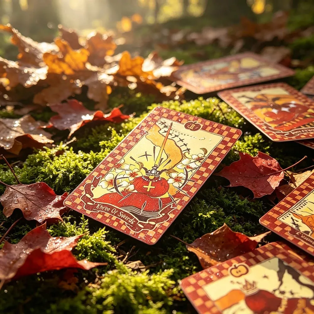 Balíček jablečných tarotů 78 karet Temná pohádka Tarotové karty s tematikou jablek Věštění Meditace Halloweenský dárek pro začínající sběratele — image 5