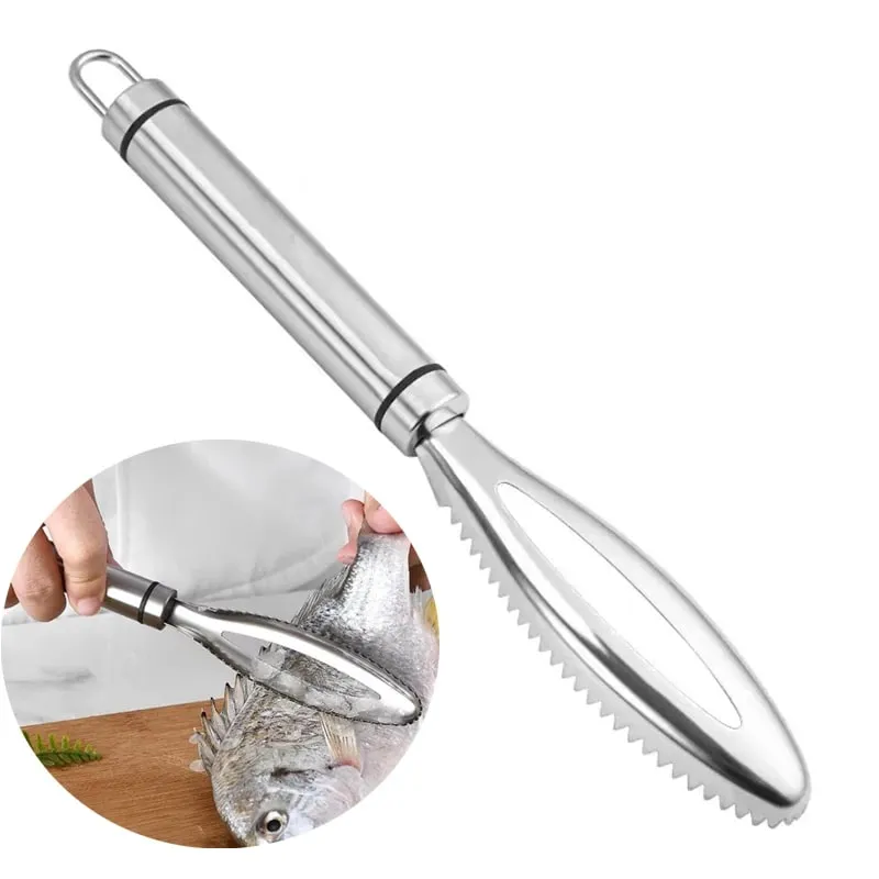 Practical Fish Scale Remover Plastic Fruit and Vegetable Peeler Descaling and Cleaning Scraper with Accessories Folding Knife